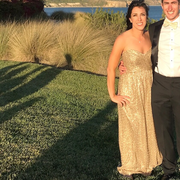 Amsale London Gold Sequined Dress- Hemmed! - Picture 2 of 5